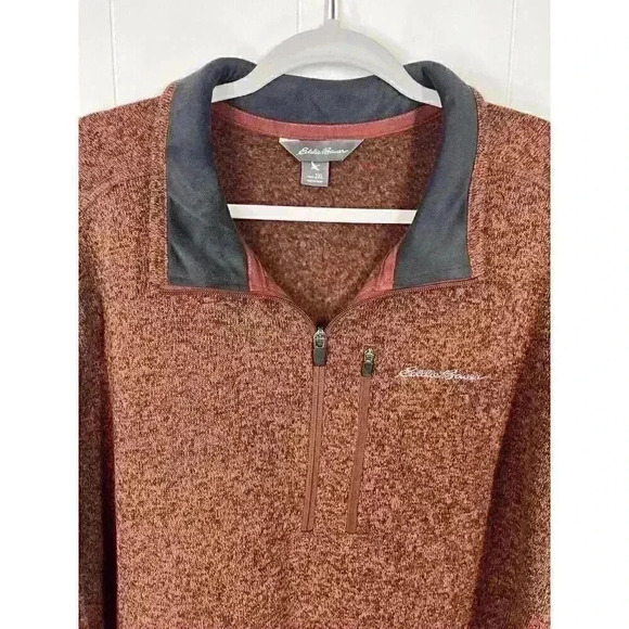 Eddie Bauer Pullover Mens 2XL Burnt Orange Radiator Fleece 1/4 Zip Sweater Adobe - Picture 4 of 9